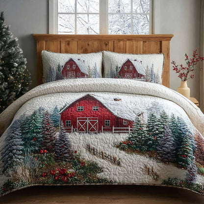 Barnyard Winter 3-Piece Quilted Bedding Set NCU0PT10860