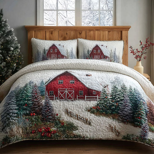 Barnyard Winter 3-Piece Quilted Bedding Set NCU0PT10860