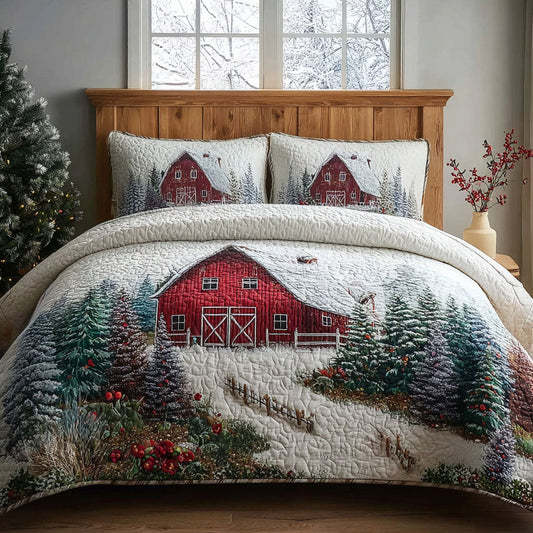 Barnyard Winter 3-Piece Quilted Bedding Set NCU0PT10860