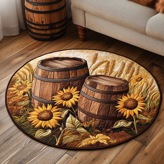 Barrel Sunflowers Field Quilted Round Mat NCU0NT7087