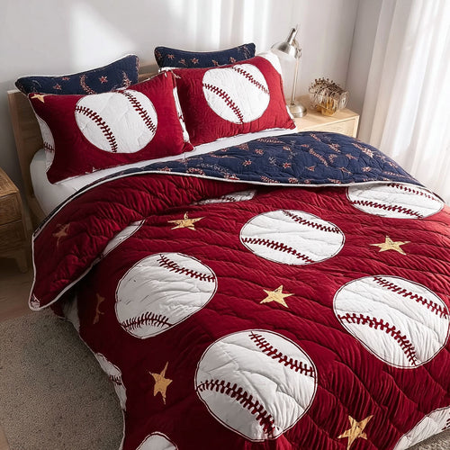 Baseball Glory 3-Piece Quilted Bedding Set NCU0DK12097