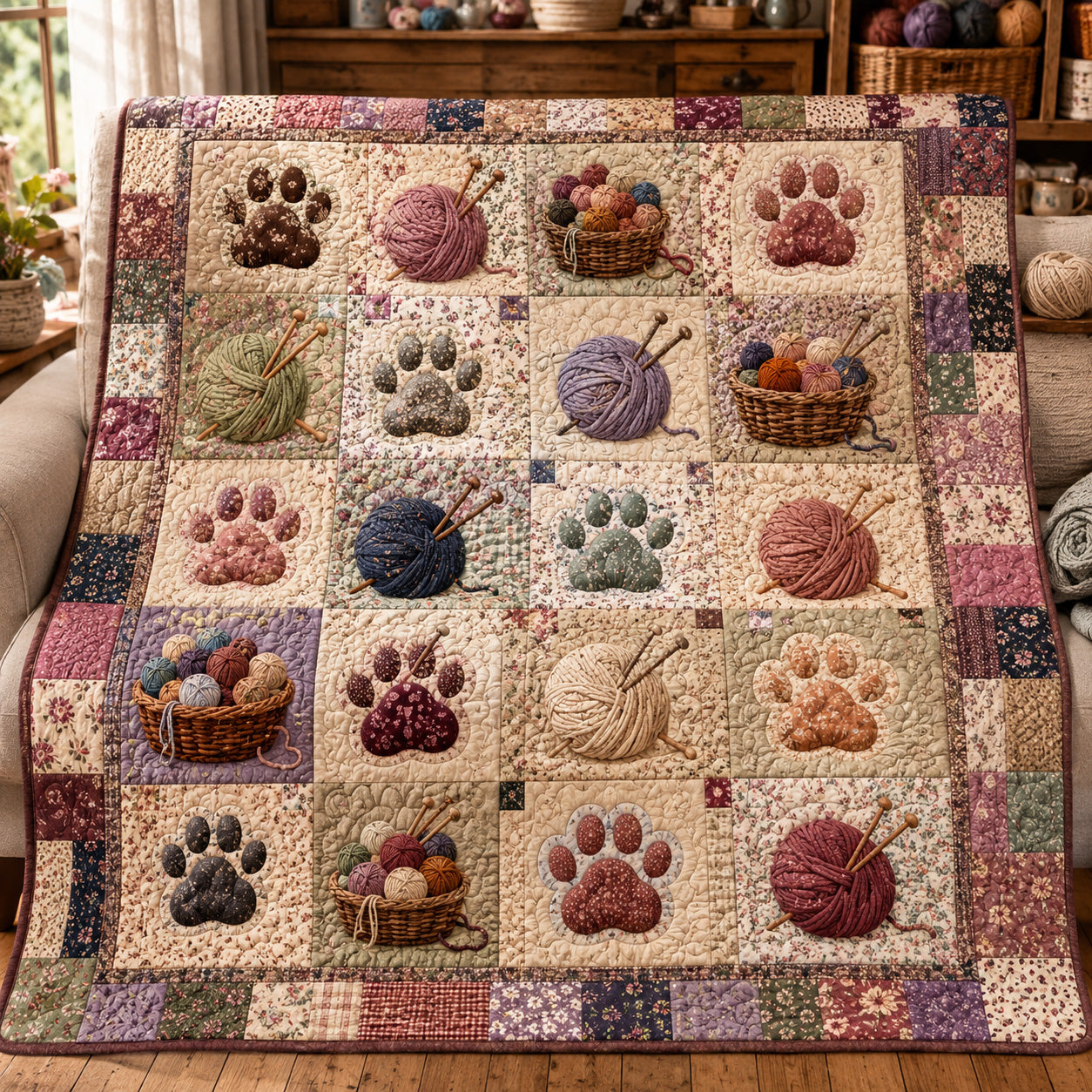 Basket of Paws Quilted Blanket NCU0TV2022