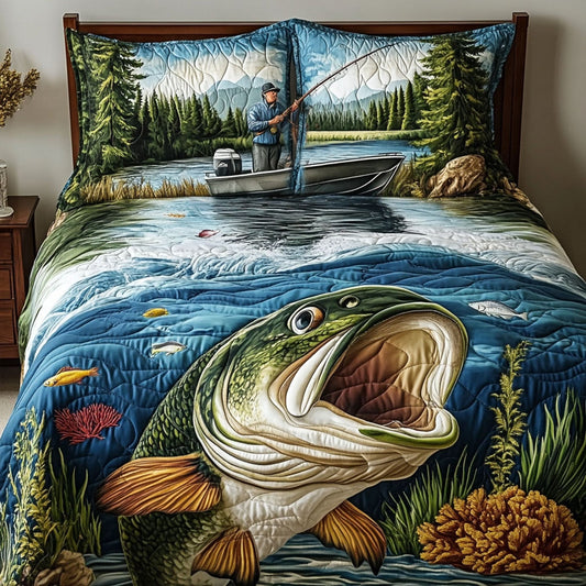 Bass Haven 3-Piece Quilted Bedding Set NCU0PT6914