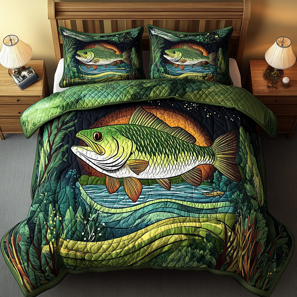 Bass Pride 3-Piece Quilted Bedding Set NCU0DV3817
