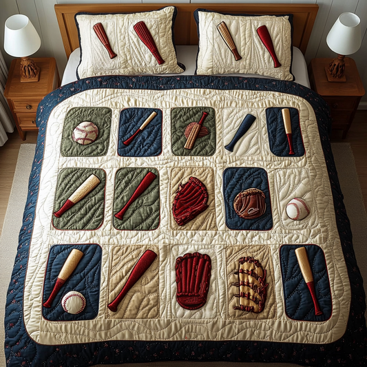 Batter Dream 3-Piece Quilted Bedding Set NCU0VH354