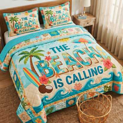 Beach Calling 3-Piece Quilted Bedding Set NCU0DV9736