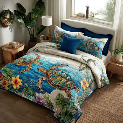 Beach Bloom 3-Piece Quilted Bedding Set NCU0PT8725