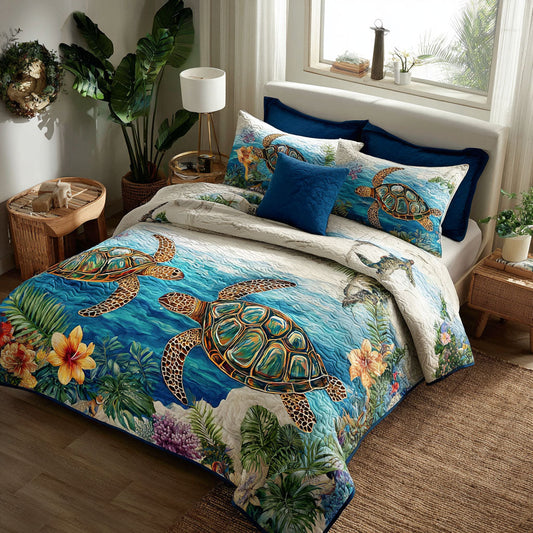 Beach Bloom 3-Piece Quilted Bedding Set NCU0PT8725