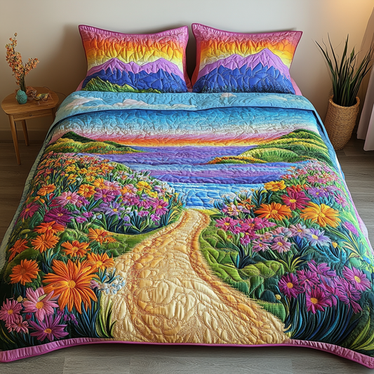 Beach Blossom 3-Piece Quilted Bedding Set NCU0VH4022