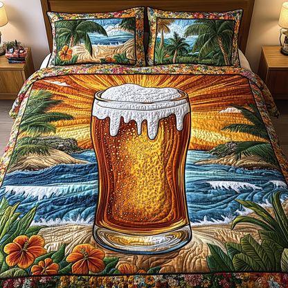 Beach Brew 3-Piece Quilted Bedding Set NCU0VL1974