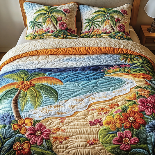 Beach Bungalow 3-Piece Quilted Bedding Set NCU0VH3844