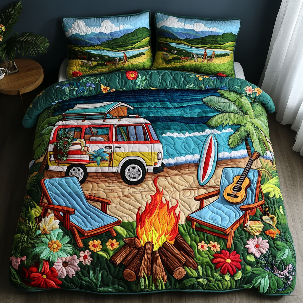 Beach Calm 3-Piece Quilted Bedding Set NCU0VL2482