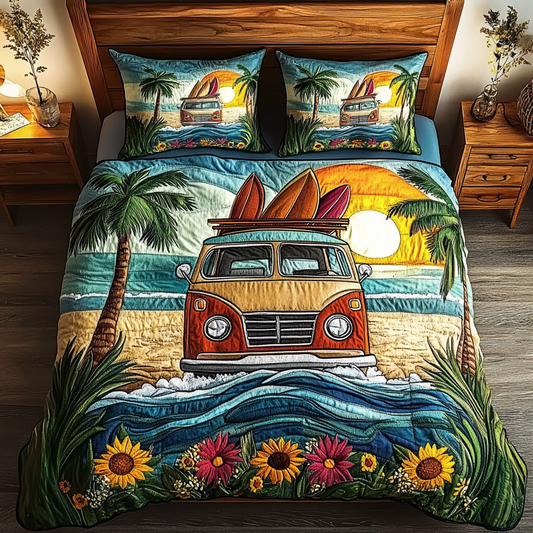 Beach Camper 3-Piece Quilted Bedding Set NCU0VL1815