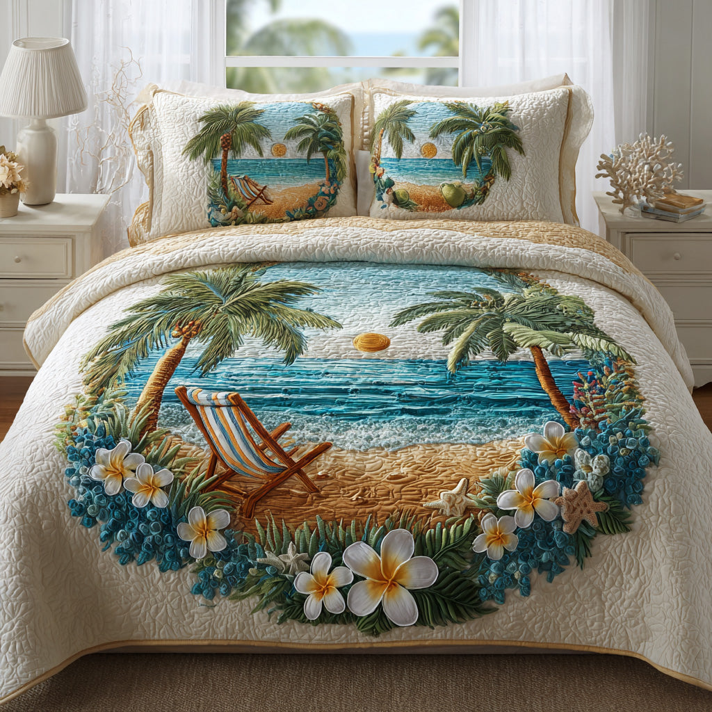 Beach Chair 3-Piece Quilted Bedding Set NCU0VL3476