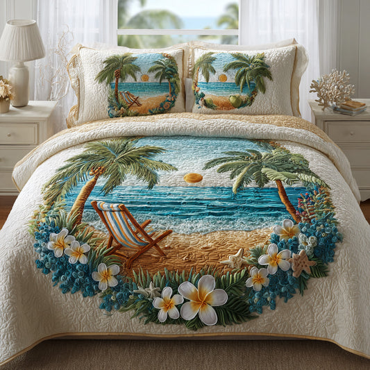 Beach Chair 3-Piece Quilted Bedding Set NCU0VL3476