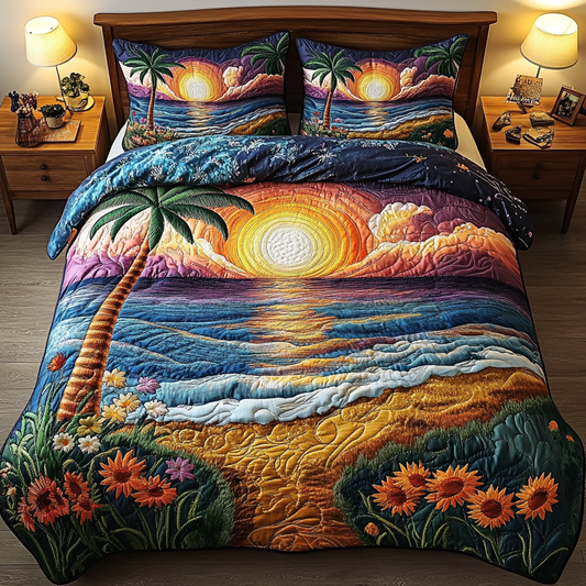 Beach Escape 3-Piece Quilted Bedding Set NCU0VL1821