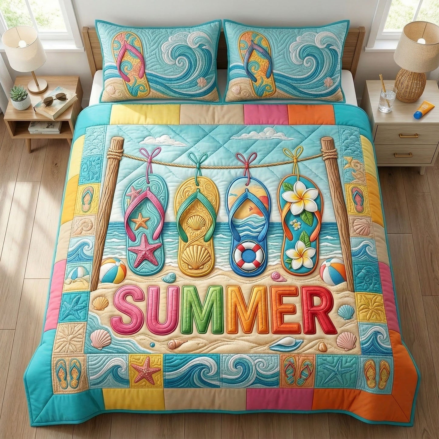 Summer 3-Piece Quilted Bedding Set NCU0VT379