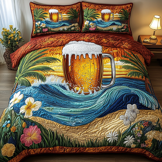 Beach Glass 3-Piece Quilted Bedding Set NCU0VL1981