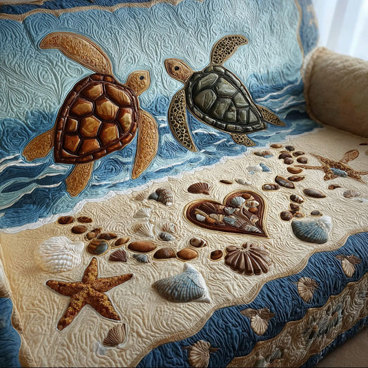 Beach Heart Turtles Quilted Sofa Cover NCU0PT10748