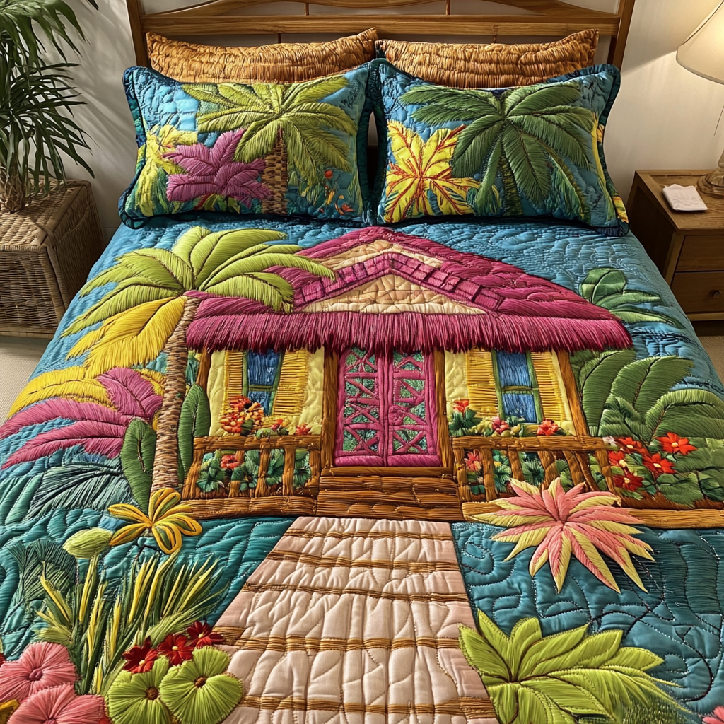 Beach House 3-Piece Quilted Bedding Set NCU0VH4787