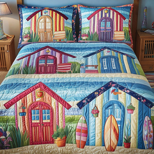 Beach Hut Bliss 3-Piece Quilted Bedding Set NCU0NT6476