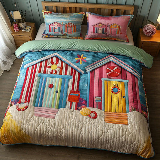 Beach Hut Escape 3-Piece Quilted Bedding Set NCU0NT6477