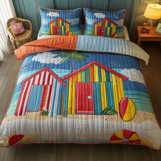 Beach Hut Haven 3-Piece Quilted Bedding Set NCU0NT6478