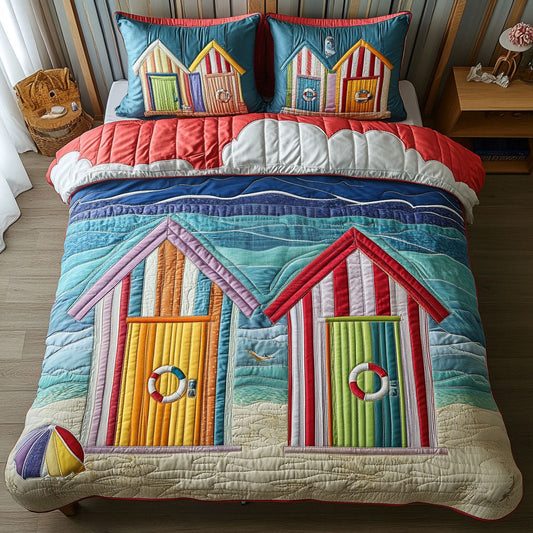 Beach Hut Retreat 3-Piece Quilted Bedding Set NCU0NT6481