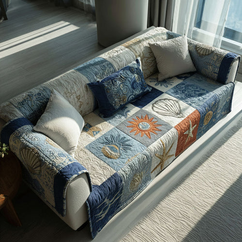Beach Mosaic Quilted Sofa Cover NCU0PT10916