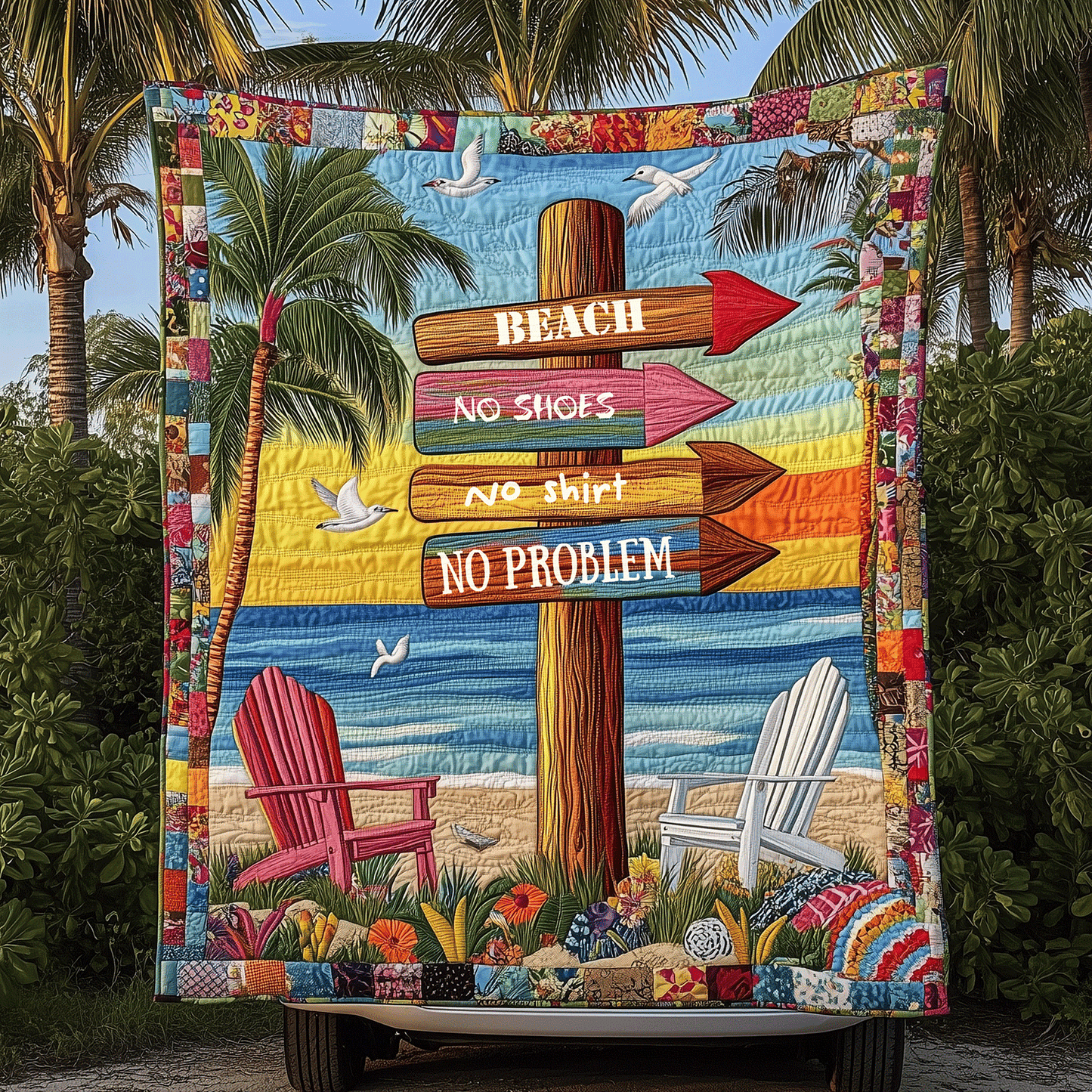 Beach No Problem Quilted Blanket NCU0TH2673
