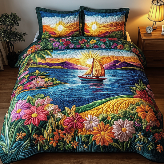 Beach Paradise 3-Piece Quilted Bedding Set NCU0VL1878