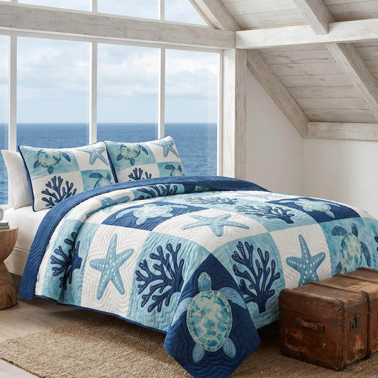 Beach Patch 3-Piece Quilted Bedding Set NCU0TD2846