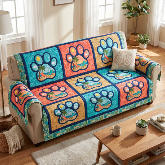 Beach Paws Quilted Sofa Cover NCU0TD2784