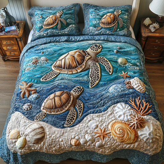 Beach Serenity 3-Piece Quilted Bedding Set NCU0VH3931
