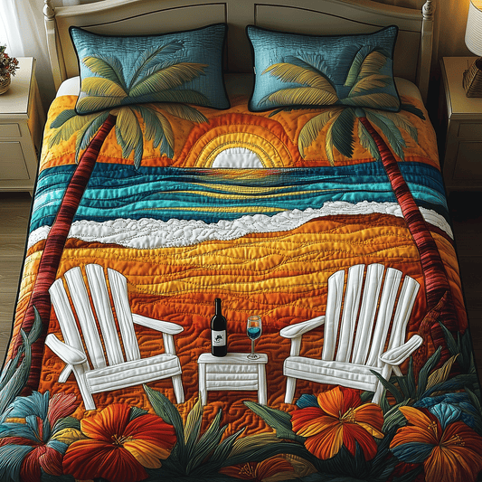 Beach Sunset Quilted Bedding Set NCU0TH2653