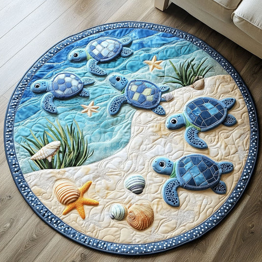 Beach Turtle Parade Quilted Round Mat NCU0NT4536