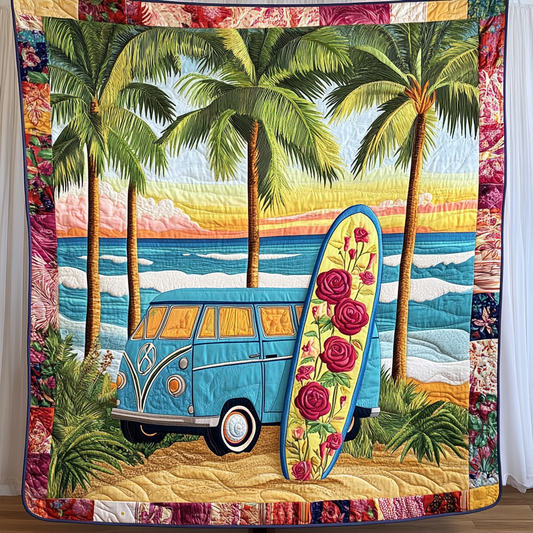 Beach Van Bloom Quilted Blanket NCU0VL2697