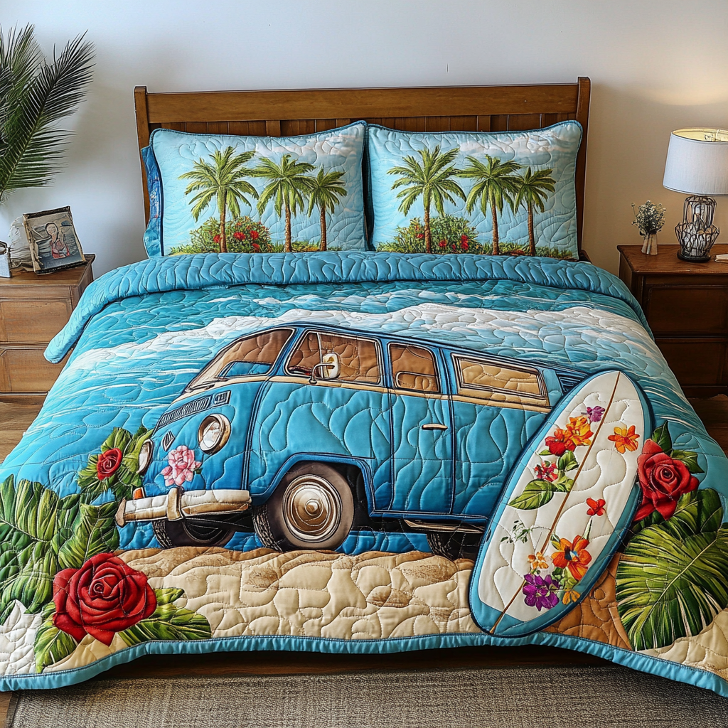Beach Vibes 3-Piece Quilted Bedding Set NCU0VL2047