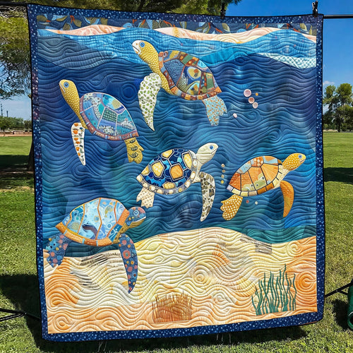 Beachcomber Turtles Quilted Blanket NCU0TH1183