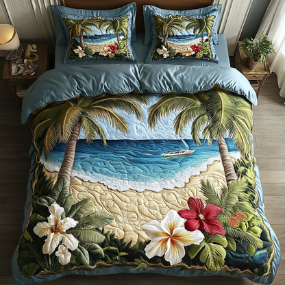 Beachfront Serenity 3-Piece Quilted Bedding Set NCU0DK5972