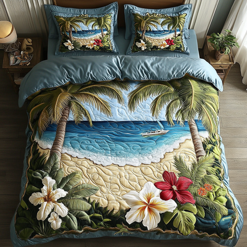 Beachfront Serenity 3-Piece Quilted Bedding Set NCU0DK5972
