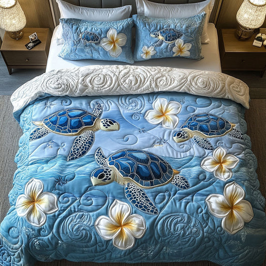 Beachside Turtle Bliss 3-Piece Quilted Bedding Set NCU0NT7098