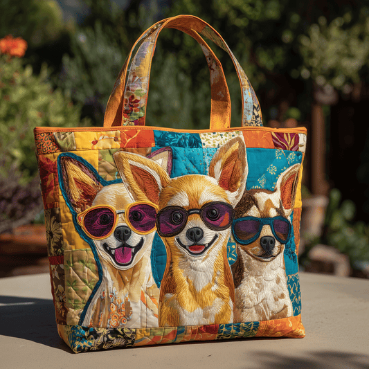 Beachy Chihuahua Vibes Quilted Tote Bag NCU0TH2778