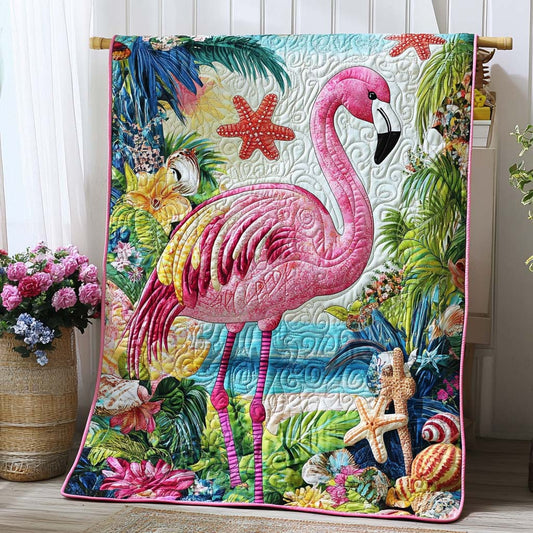 Beachy Flamingo Quilted Blanket NCU0NT7826