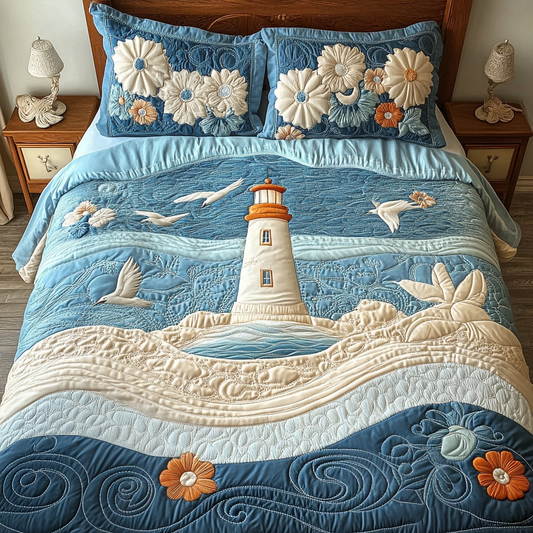 Beacon Waves 3-Piece Quilted Bedding Set NCU0DK9722