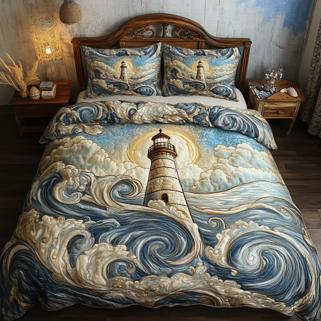 Beacon of Hope 3-Piece Quilted Bedding Set NCU0VL1391