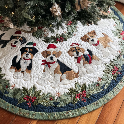 Beagle Berry Quilted Christmas Tree Skirt NCU0HH1102