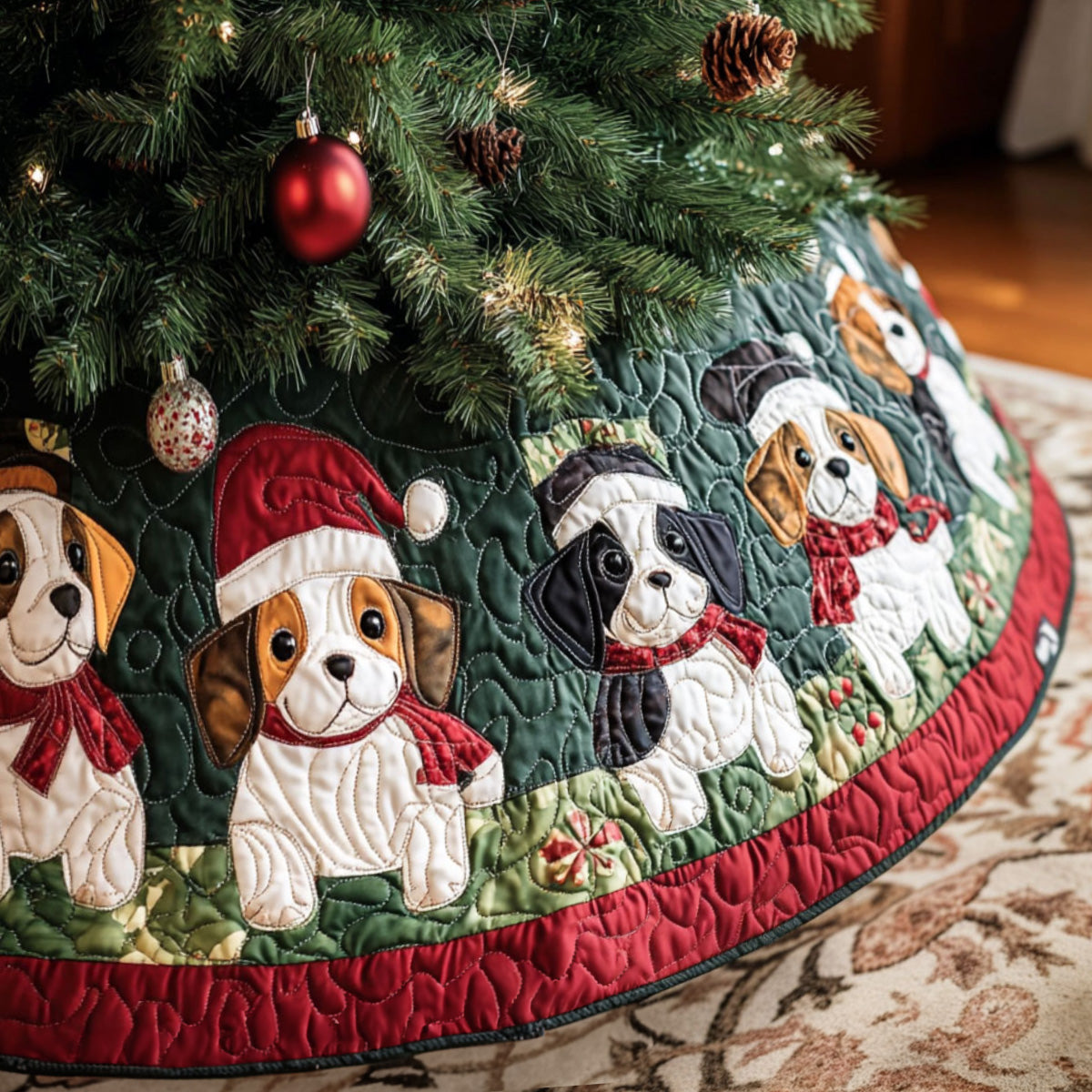 Beagle Forest Friends Quilted Christmas Tree Skirt NCU0PT1580 Vantique