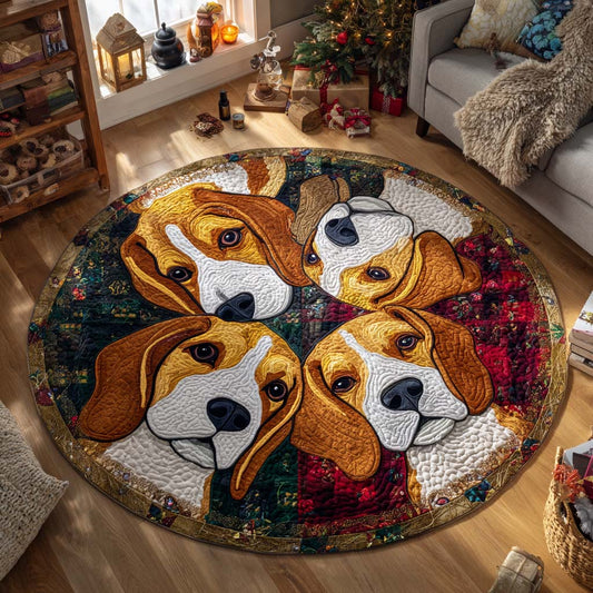 Beagle Holiday Circle Quilted Round Mat NCU0XD676