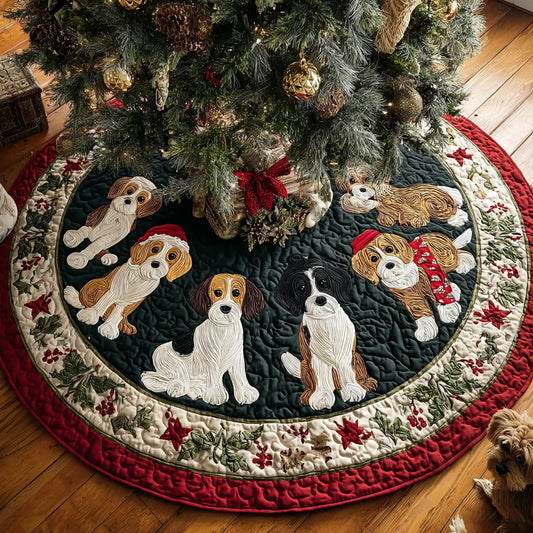 Beagle Holiday Paws Quilted Christmas Tree Skirt NCU0HH1104